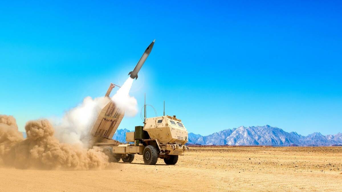A PrSM missile shooting out of a HIMARS launcher vehicle. Picture US Army rendering.
