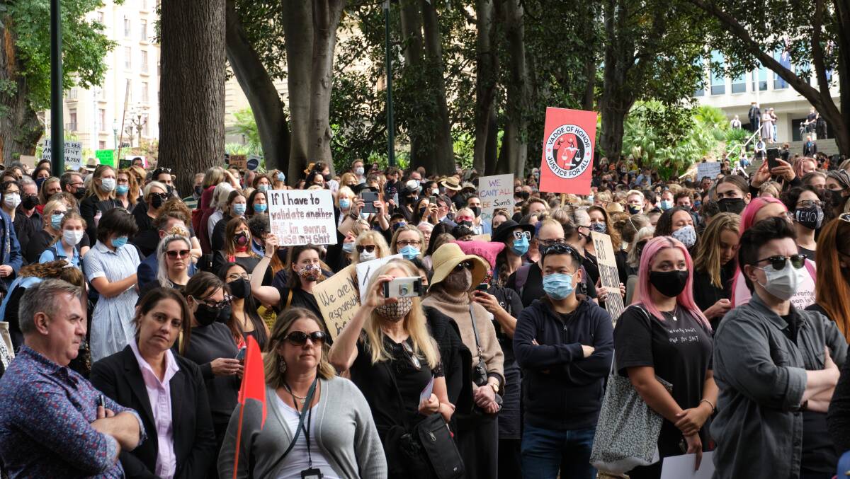 Protesters at a March4Justice rally in Melbourne in 2021. Picture Shutterstock
