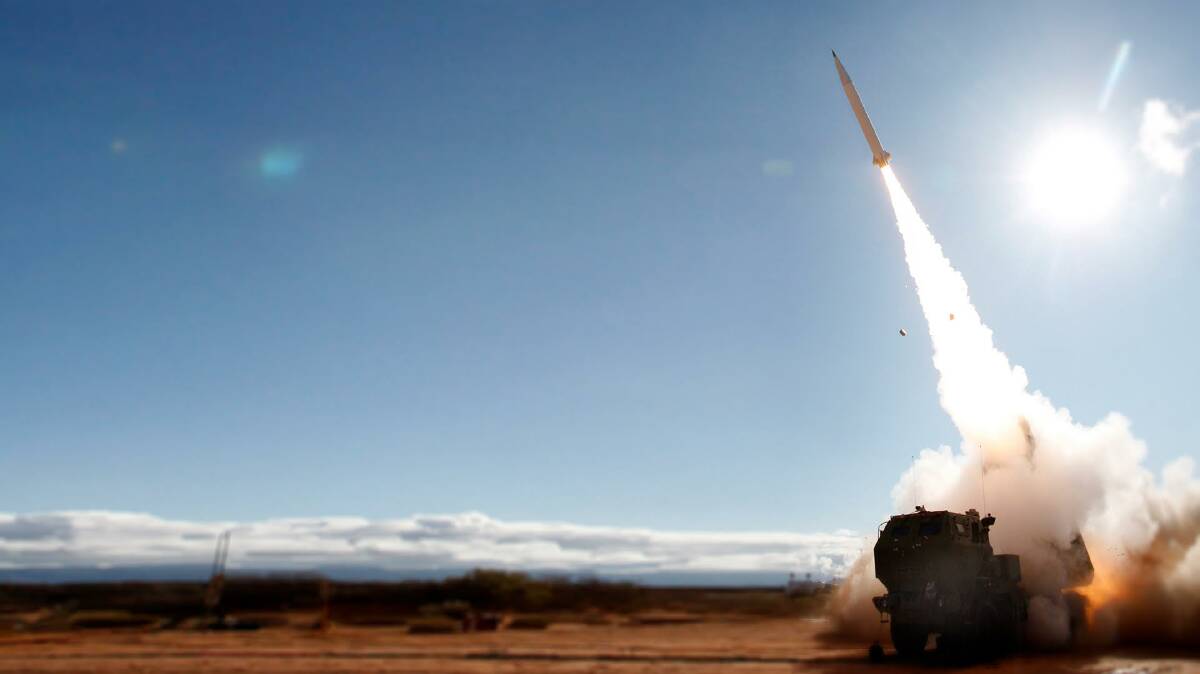 A PrSM missile fired from a HIMARS vehicle. Picture Lockheed Martin