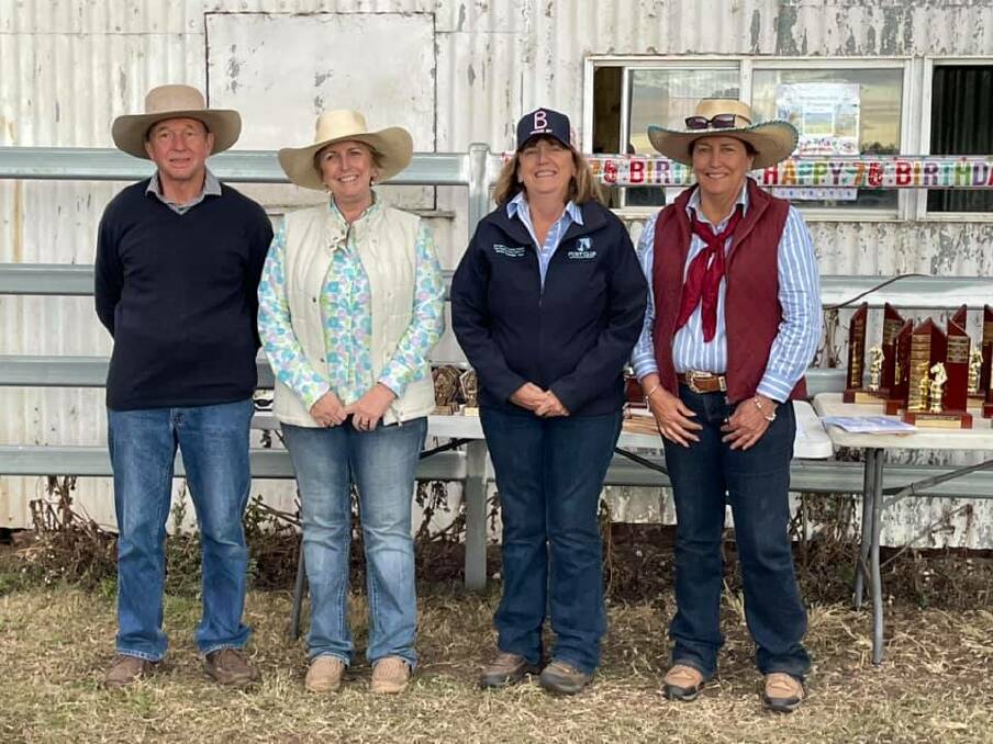 STALWARTS: Mark Whale, joins sisters Shirley Hockings, Pauline Lawler, Clare Martin (all née McRae) in receiving life membership of the Merriwa Pony Club. Photos: Tash Taaffe.