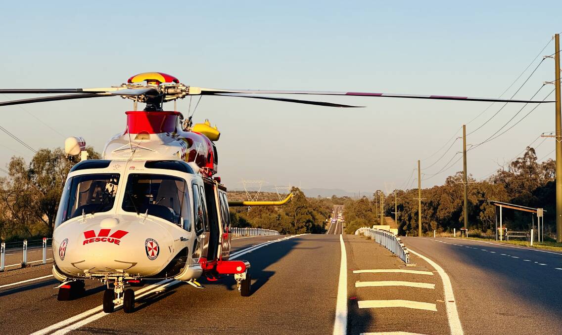 WRHS airlifted a man in his 40 to John Hunter Hospital following a single vehicle accident. Picture supplied