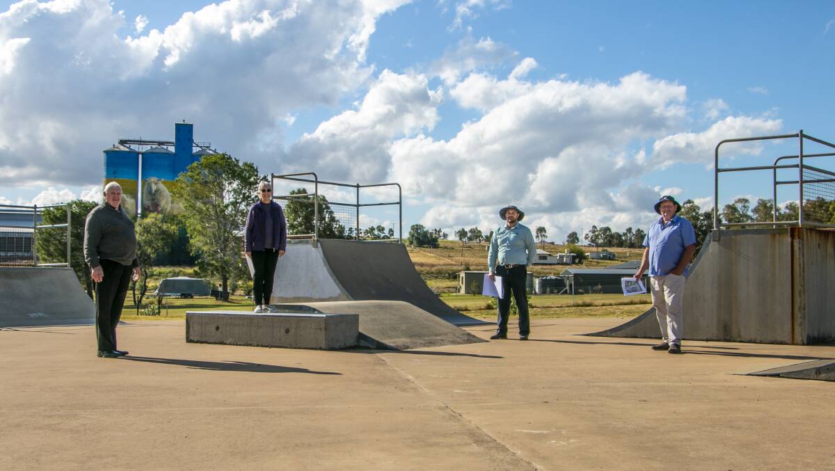 Council staff met last week with John and Elaine Sparrow, who have been working with a committee of young people since 2005 on improving the skate park facilities through the Merriwa Rotary Club. Photo supplied.