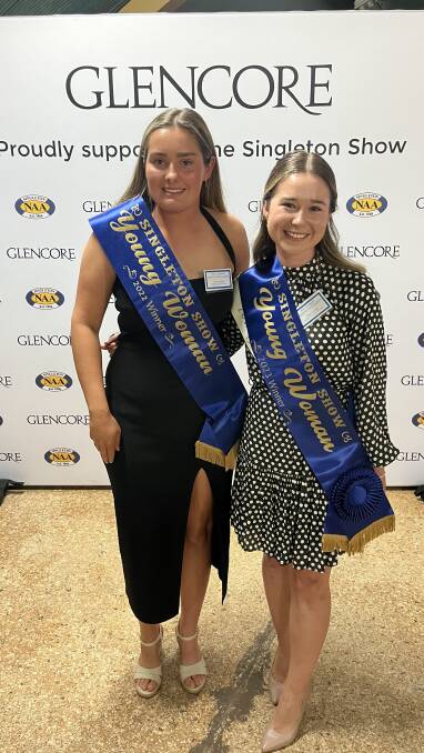 2022 Singleton Show's Young Woman Olivia Lambkin with this year's Young Woman Elinor Bowman. Picture supplied.