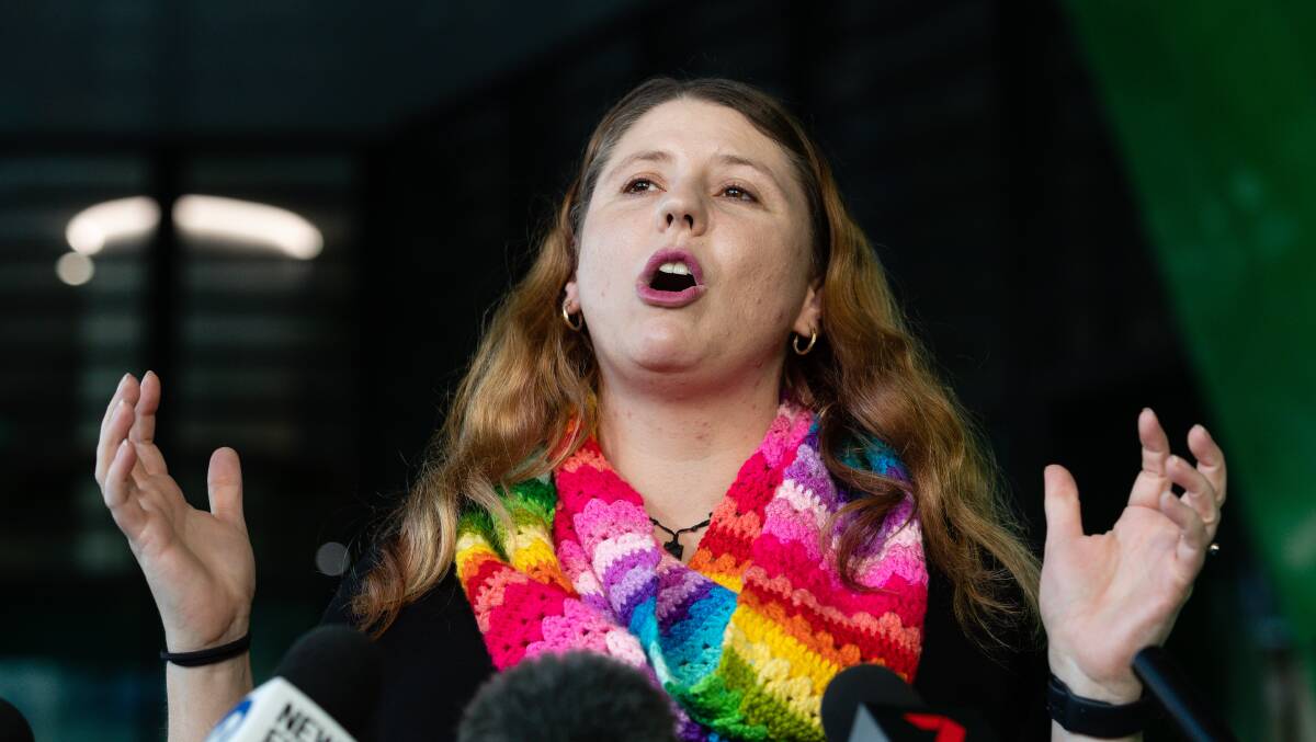 Angela Fredericks speaks to the media outside the Perth Childrens Hospital last year. Fredericks started a petition to bring the Murugappan family home to Biloela. Picture: AAP Angela Fredericks speaks to the media outside the Perth Childrens Hospital last year. Fredericks started a petition to bring the Murugappan family home to Biloela. Picture: AAP