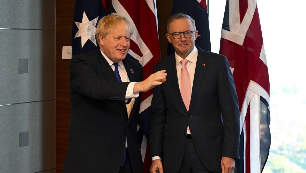 Prime Minister Anthony Albanese poses with British Prime Minister Boris Johnson ahead of the NATO Leaders Summit in Madrid, Spain. Prime Minister Anthony Albanese poses with British Prime Minister Boris Johnson ahead of the NATO Leaders Summit in Madrid, Spain.