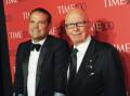 Media magnate Rupert Murdoch is stepping down as chairman of News Corp and Fox, replaced by his son Lachlan, left. Picture AAP