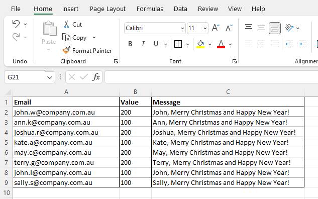 It's just a simple bulk drop into an Excel sheet and you have gifting sorted. Pictures supplied.