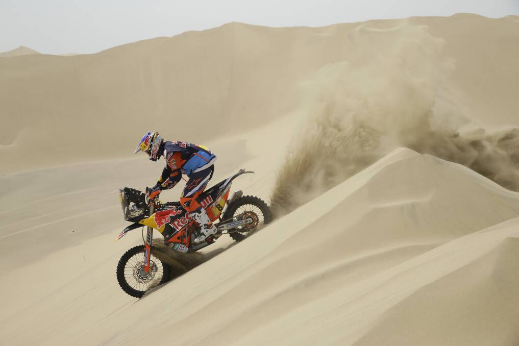 OFF AND RACING: Toby Price on day one of the Dakar Rally.