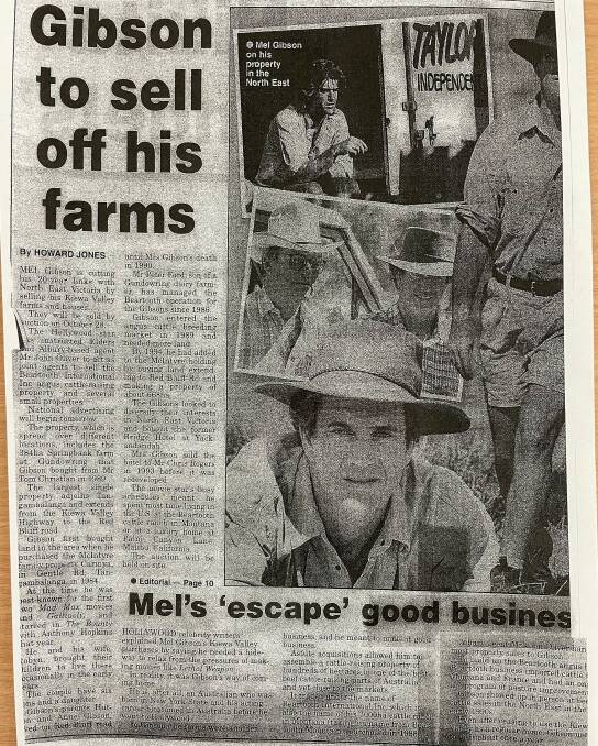 According to an article published in the Border Mail on October 9, 2004, titled 'Gibson to sell off his farms', Carinya was the actor's first purchase of land in the area.