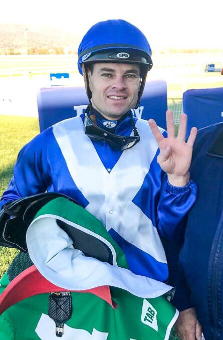 Aaron Bullock after riding four winners at Scone on Friday. Picture Scone Race Club