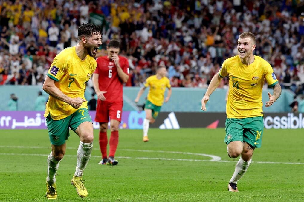 Mathew Leckie scored the winning goal against Denmark to secure Australia's position in the FIFA World Cup Round of 16.
