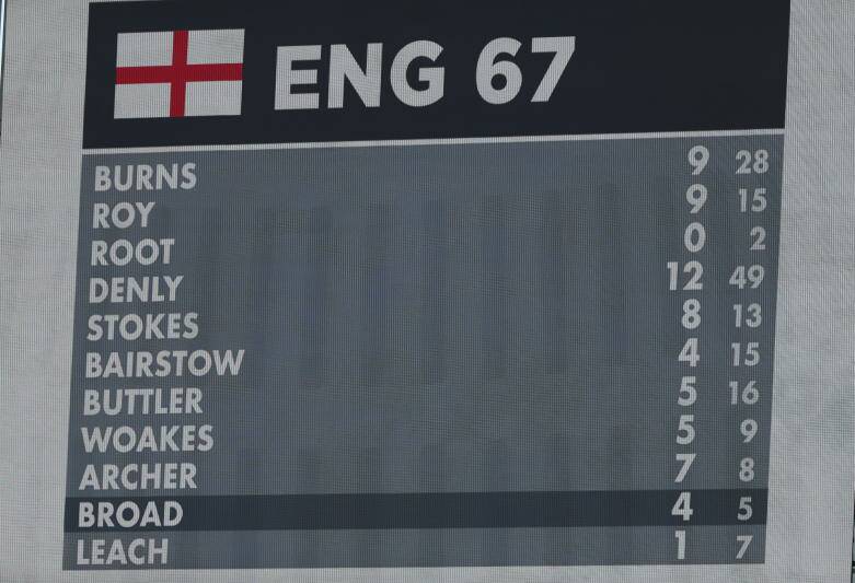 England's first innings scorecard. But then ... things changed.