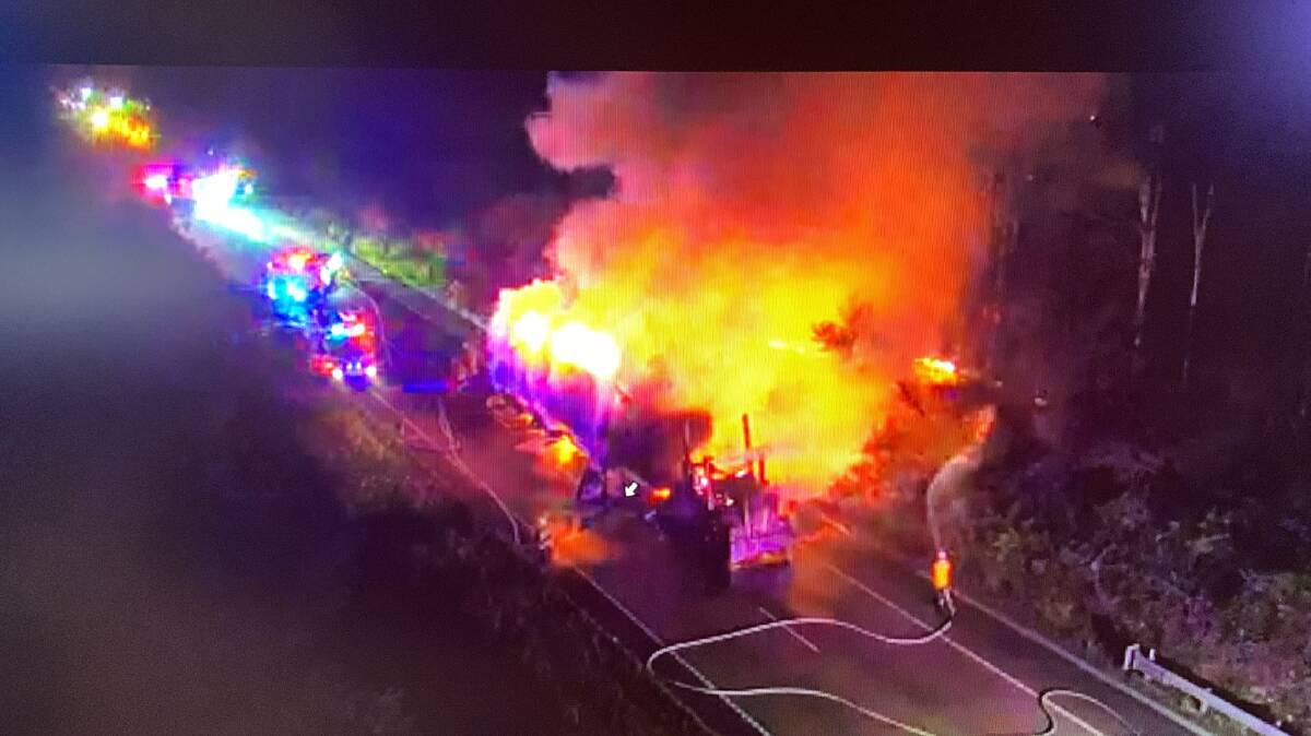 The firey crash on the M1. Picture supplied