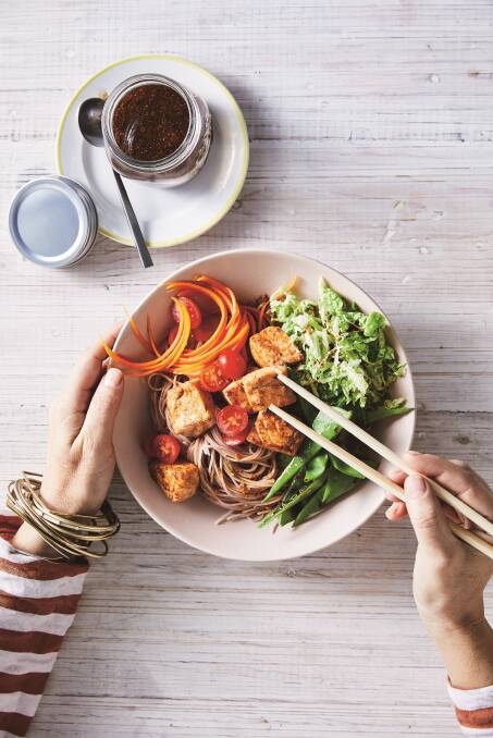 Thai salmon and rice noodle salad. Picture: Rob Palmer