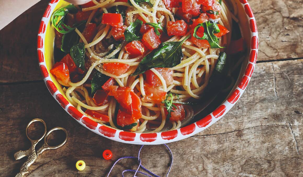 Spaghetti alla crudaiola (spaghetti with fresh tomatoes, olive oil and basil). Picture by Rob Palmer