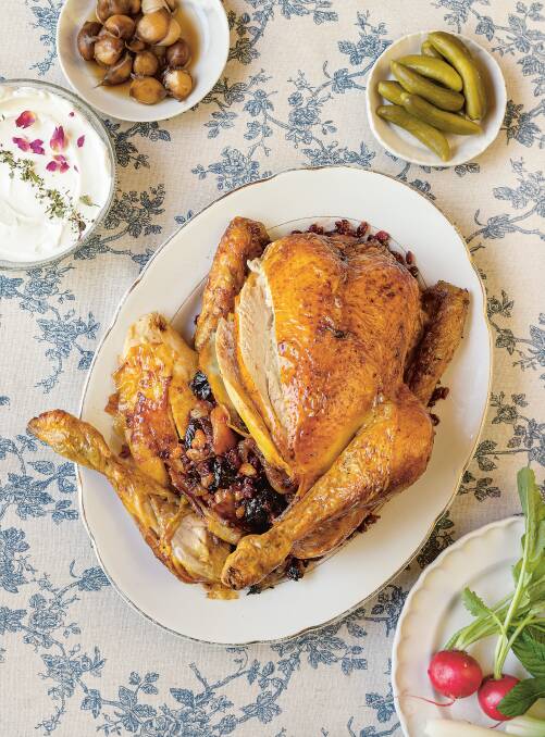Saffron roast chicken stuffed with dried fruit. Picture by Saghar Setareh