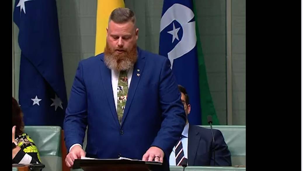 Member for Hunter Dan Repacholi delivering his maiden speech in Federal Parliament. Picture supplied.