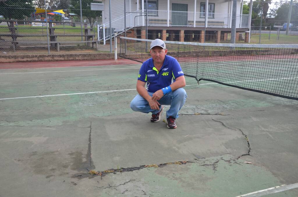 END OF AN ERA: Paul Carrall pictured at the Merriwa Tennis Club in 2017 after the organisation was, again, left in the dark about crucial funding to fix the courts.