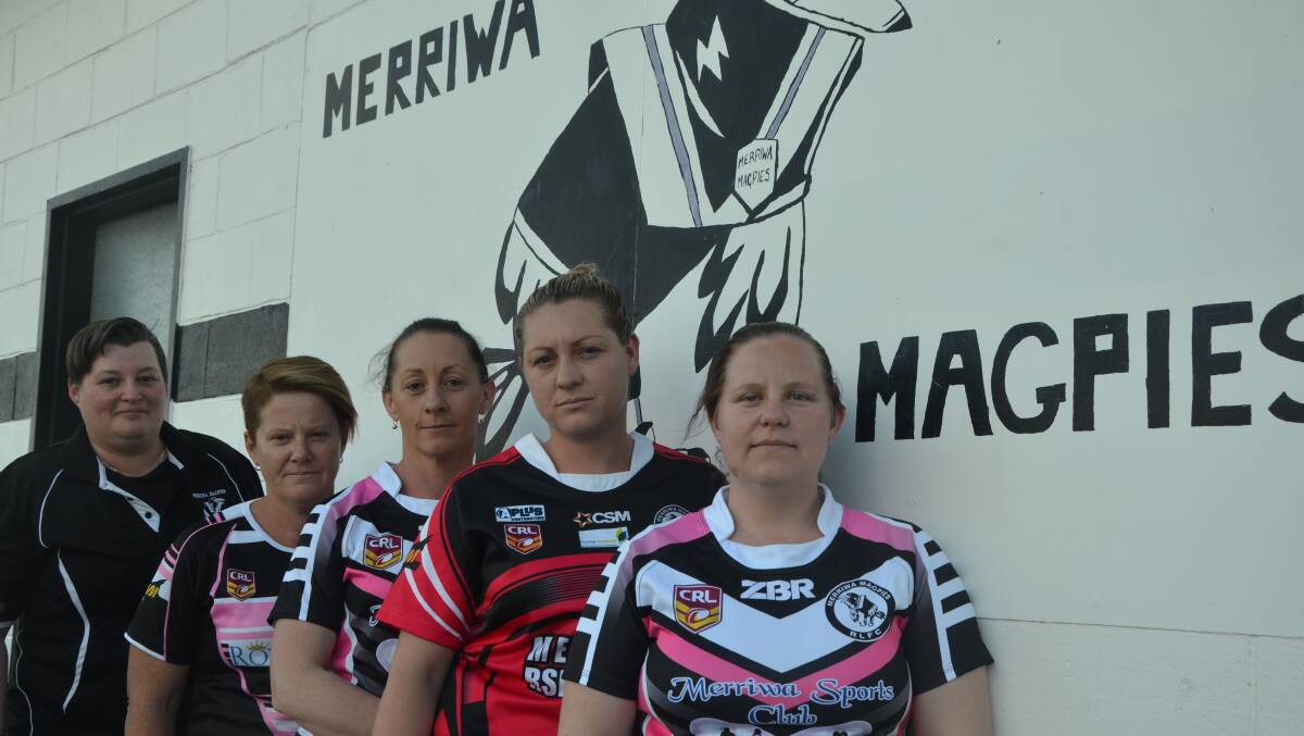 HUNGRY FOR SUCCESS: Merriwa Magpies’ Casey Payne, Amber Austin, Gaynor Blackadder, Jessyca Morgan and Peta Taylor are ready for the 2019 Hunter Valley Group 21 Women’s Nines Competition.