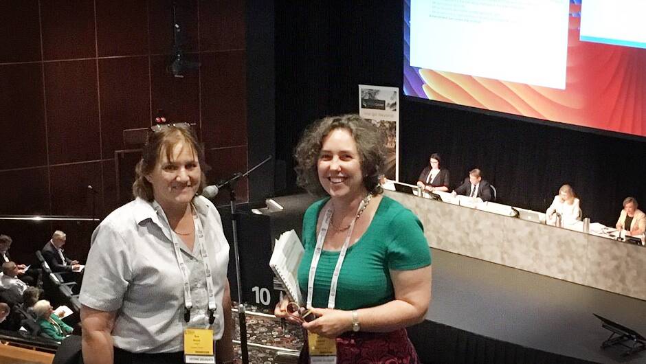 Singleton mayor Sue Moore and Cr Sarah Lukeman at the Local Government NSW annual conference in Albury.