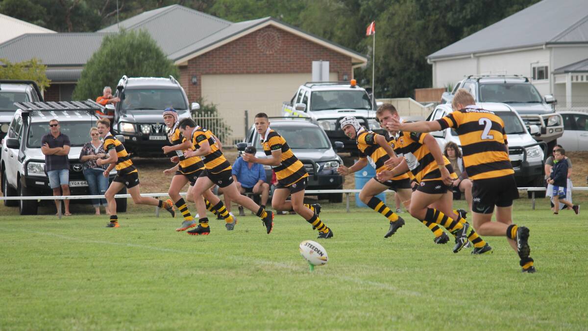 Denman’s Daltyn McCartney kicks the Tigers under-16s off in a recent Andrew Johns Cup match. Pic: SCOTT BONE