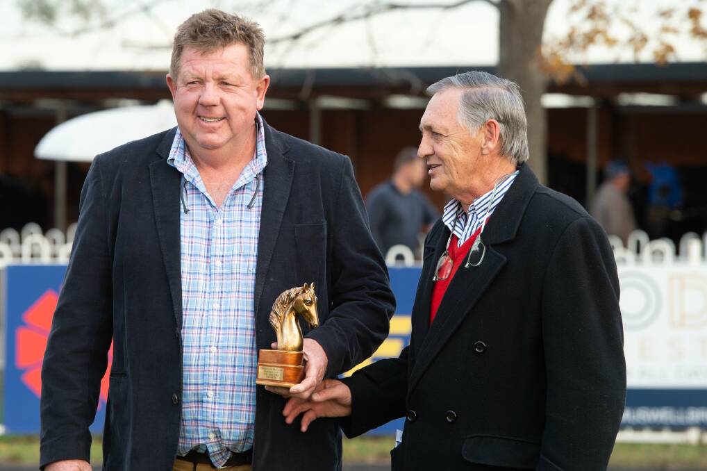 LOCAL CHAMPIONS: Brett Cavanough and Peter Snowden at Muswellbrook's meeting on Sunday. Pic: KATRINA PARTRIDGE PHOTOGRAPHY