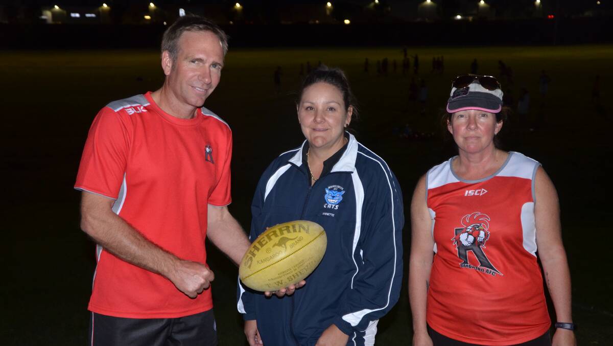 NOT HAPPY: Singleton Roosters junior vice-president Andrew Thornberry, Muswellbrook Cats president Annette Garland and Singleton Roosters president Nadene McBride.