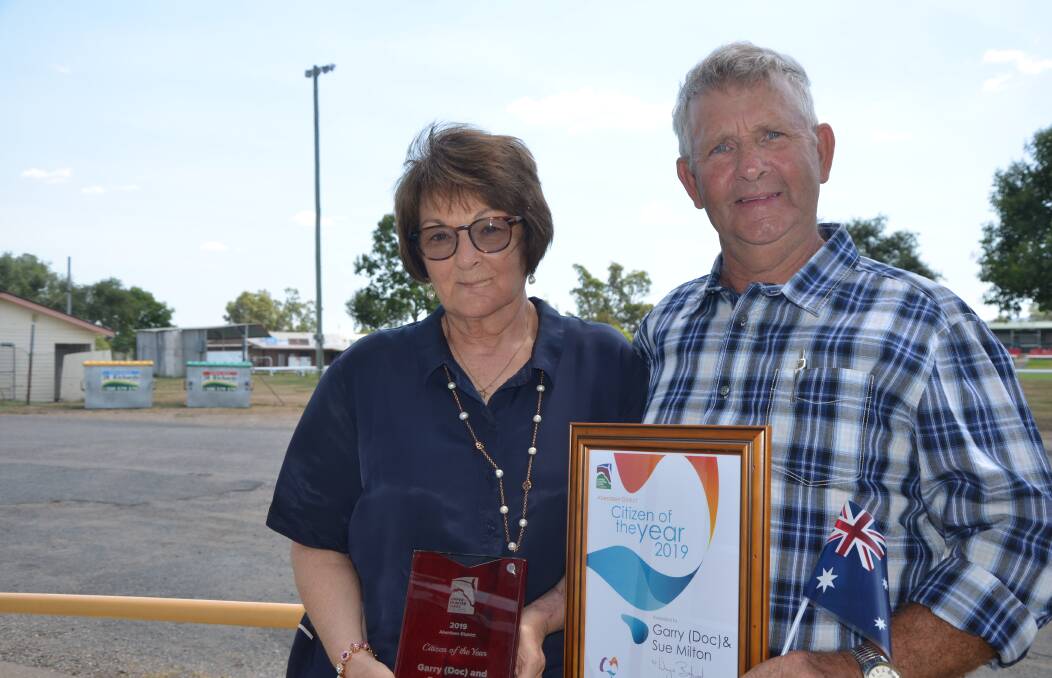 HUMBLED: Sue and Garry (Doc) Milton who took out the 2019 Aberdeen Citizen of the Year award.