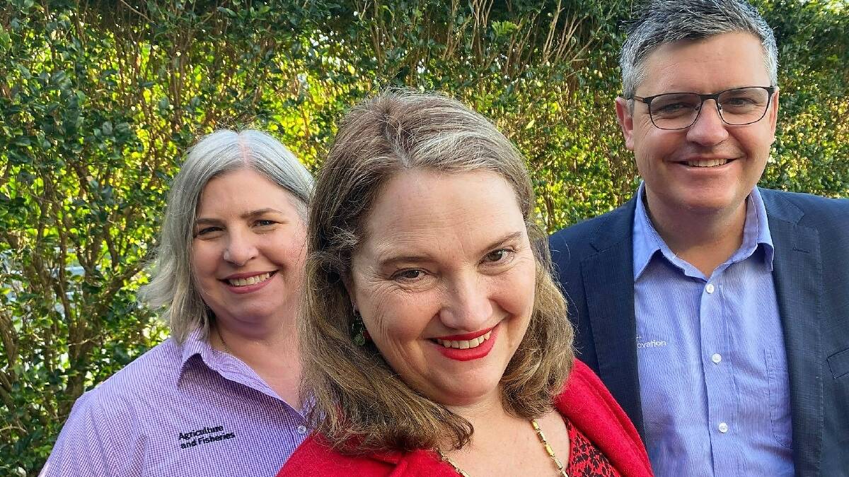 DAF Qld project lead Dr Jodi Neal; BerryQuest host Berries Australia executive director Rachel Mackenzie, and Hort Innovation chief executive Brett Fifield. Photo: Supplied