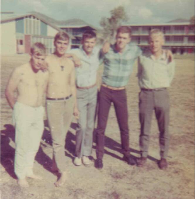 L-R: Alwyn Craig, Alan Hughes, Barry Duncan, Doug Tanner and Ken Wall in Townsville early 1969 prior to leaving for Vietnam. Picture supplied by Barry Francis. 