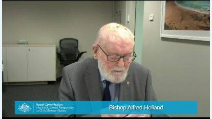 Bishop Alfred Holland giving evidence during day two of the royal commission.