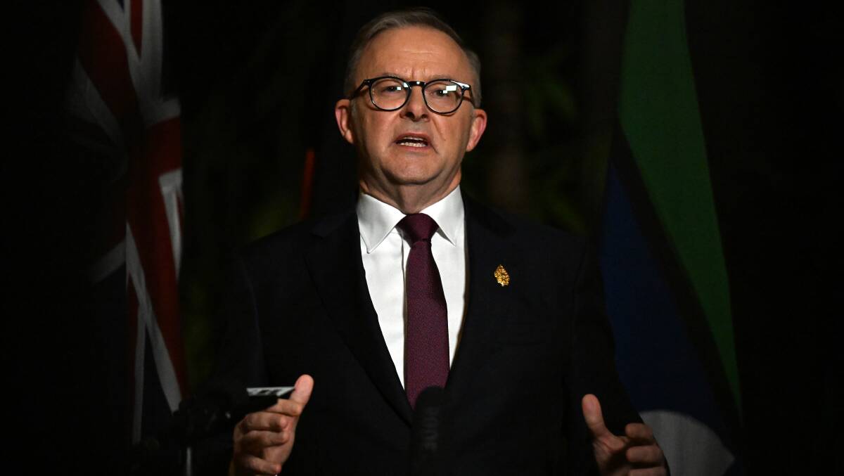 Australias Prime Minister Anthony Albanese at a press conference during the 2022 G20 summit in Nusa Dua, Bali, Indonesia. Picture AAP