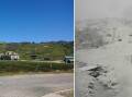 Perisher last week, snapped by a visitor, compared with snowfall overnight on Friday. Pictures supplied