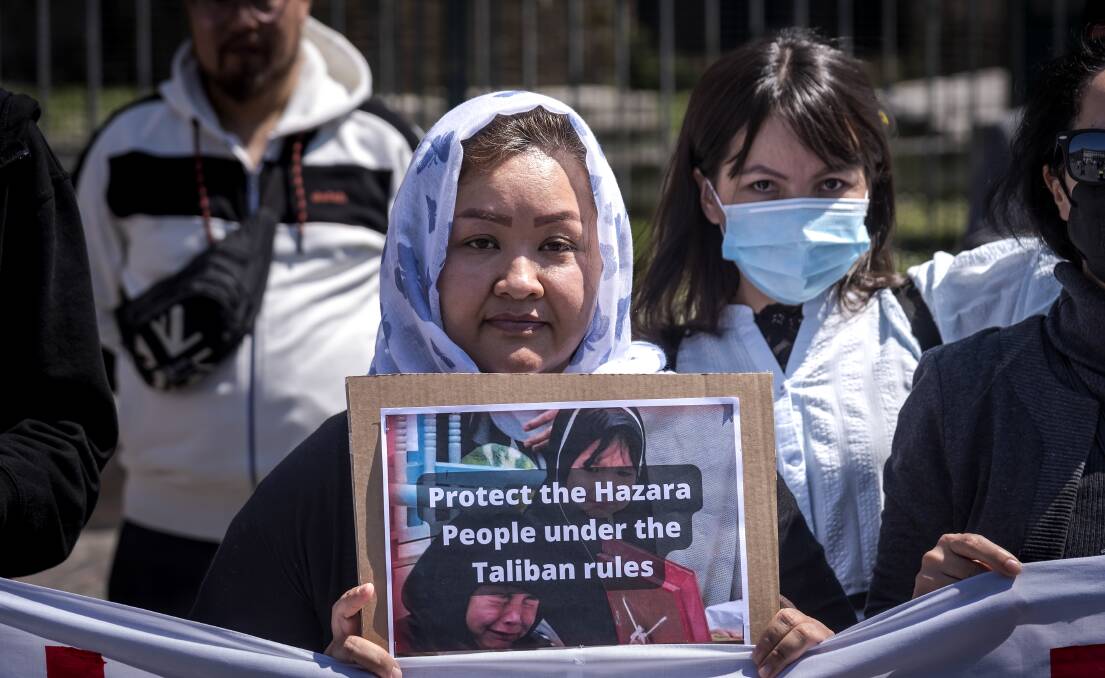 Protestors hold a demonstration in Rome earlier this year calling for the protection of Hazaras under Taliban rule. Picture Getty Images 