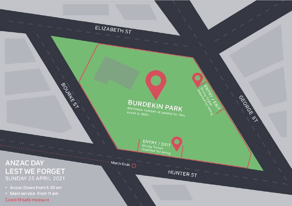 The map for the Burdekin Park service on Anzac Day 2021. 