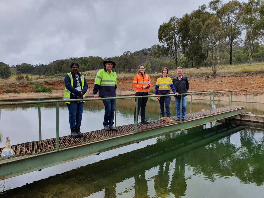 Council, NSW Health and NSW Water staff doing an inspection at the Murrurundi lagoon. Murrurundi Dam is almost full, and available as a back up if needed.