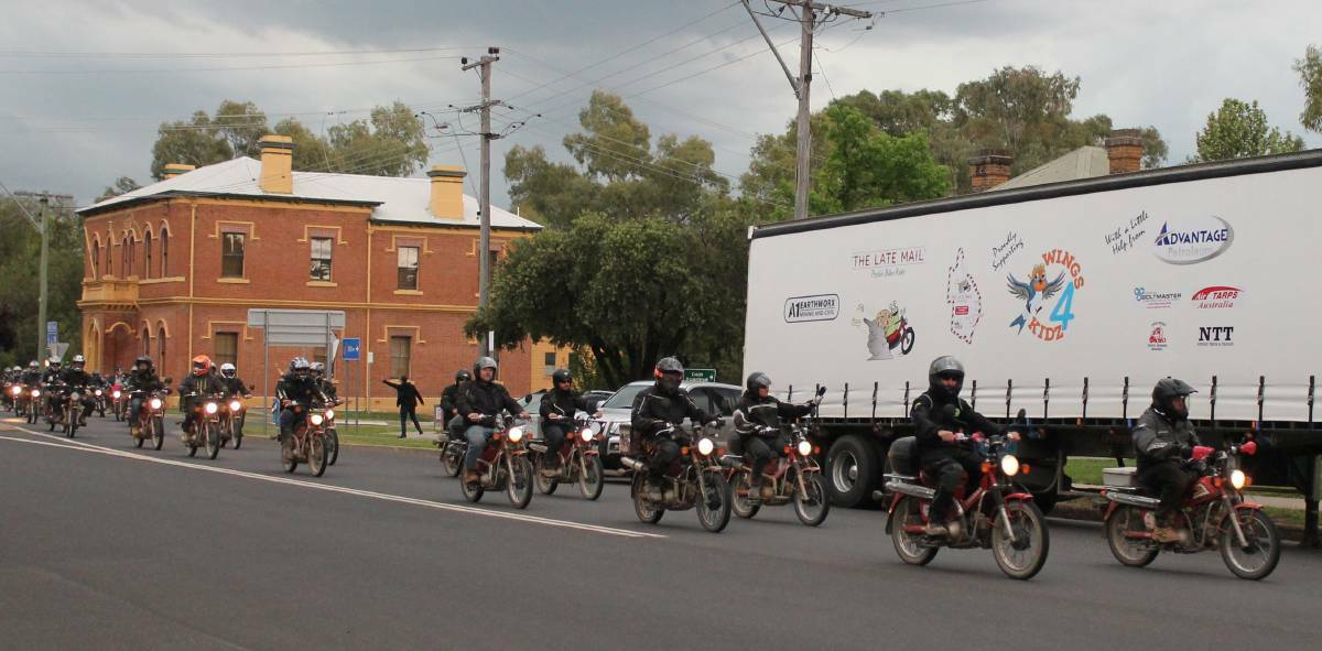 ALL TOGETHER: Riders from all across NSW and southern Queensland will stop in Denman during the annual Late Mail Postie Bike Ride.