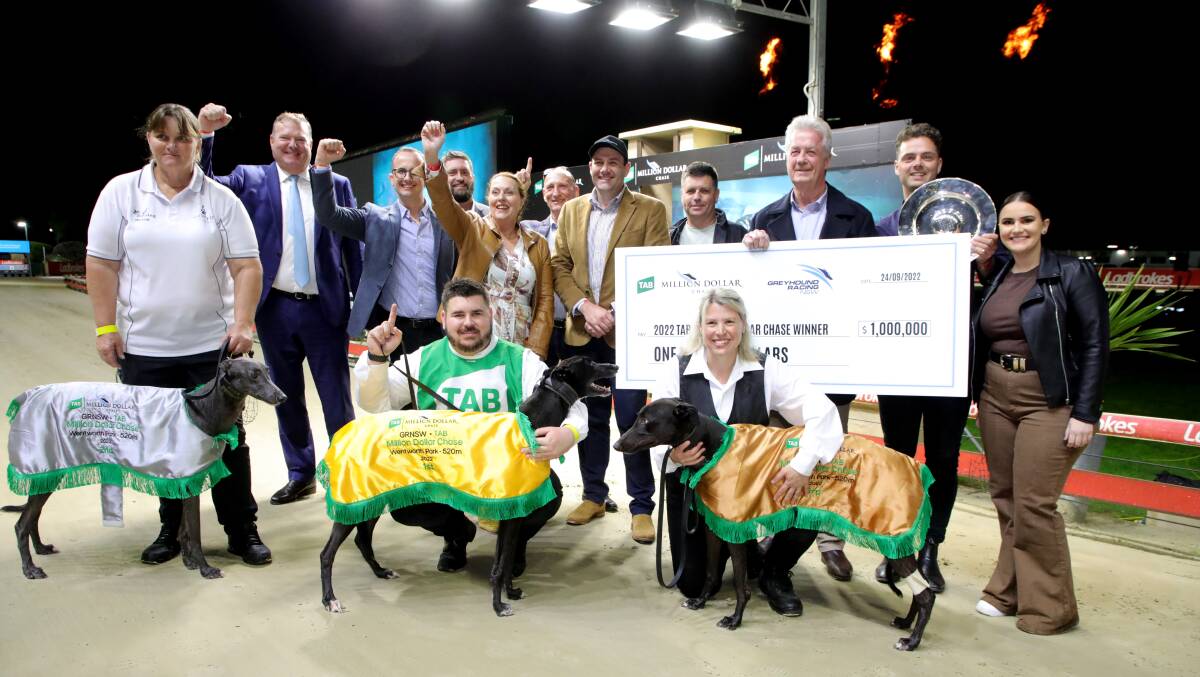 The Million Dollar Chase feature race was won by Victorian-trained greyhound McInerney. Picture supplied