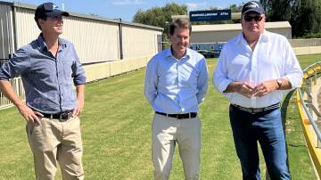 In his four years as NSW minister responsible for Racing, Kevin Anderson (centre) has witnessed greyhound racing in NSW set new benchmarks across a wide range of important categories including welfare and safety. Picture supplied
