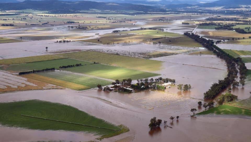 Water sprawls across the floodplain of the Lachlan River near Forbes on Wednesday. Picture by Farmer From Down Under Brad Shepherd