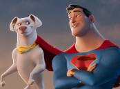Dwayne Johnson voices Krypto and John Krasinski voices Superman in DC League of Super-Pets. Picture Warner Bros 
