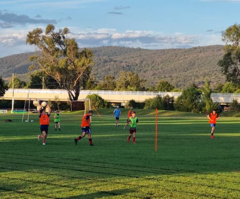 Soccer training action in Scone. The Upper Hunter premier league combines players from Singleton, Muswellbrook and Scone. Photos supplied.