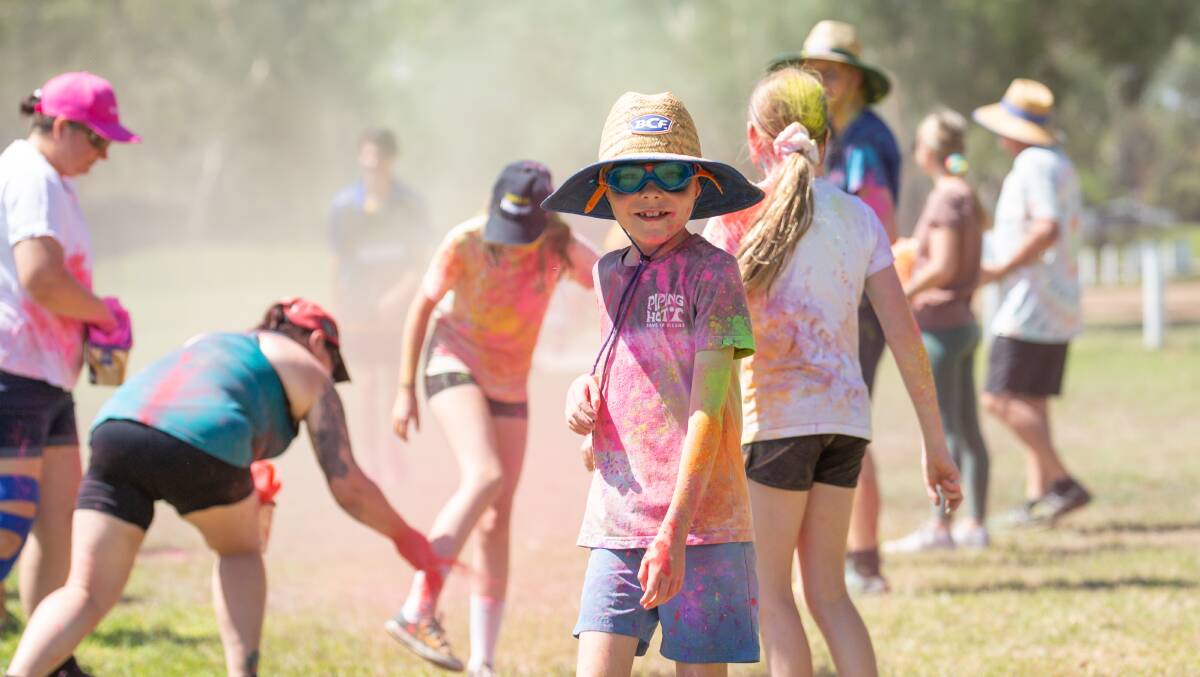  Jasper McBride came prepared wearing his swimming goggles for the Muswellbrook Colour Run at Karoola Park on the weekend. Photo by Alyssa Bestmann