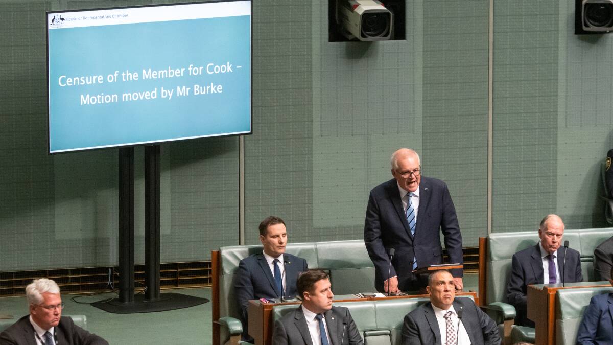 Scott Morrison vigorously defended his record during the Parliament's censure motion. Picture by Elesa Kurtz