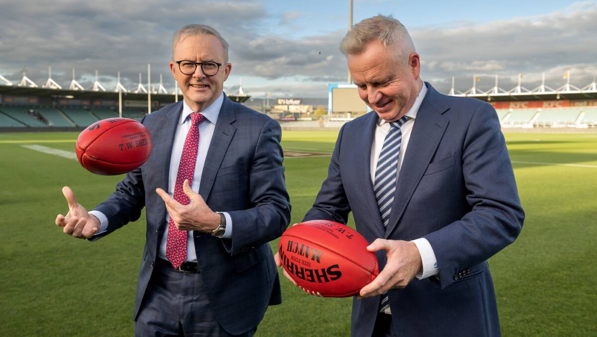 A stadium for Tasmania hasn't been the speccy Prime Minister Anthony Albanese and Premier Jeremy Rockliff hoped it would be. Picture by Phillip Biggs