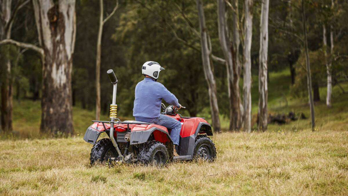 Helmets and proper training are mandatory for quad bike riders on the Watts family farm. Picture supplied 