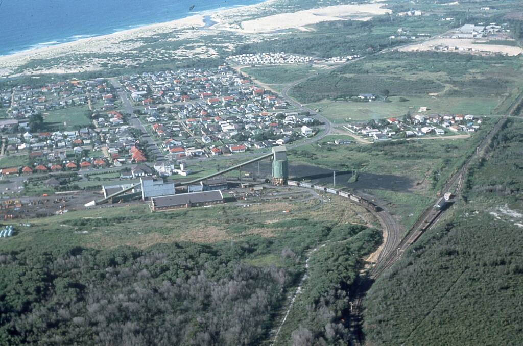 Aerial photograph of Lambton Colliery and a coal train at Redhead, 1979. Picture: Ed Tonks 
