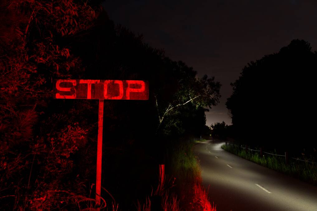 The old stop sign for rail crews near the former Redhead station. Picture: Max Mason-Hubers 