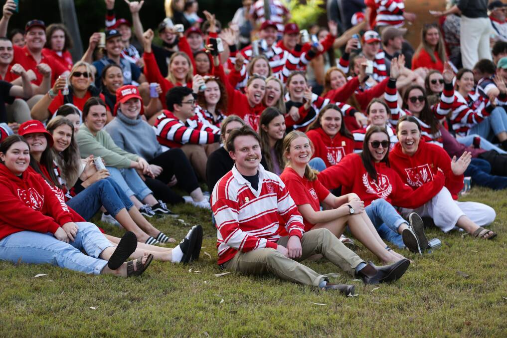 Students from Evatt House at the rugby match. Picture: Jonathan Carroll