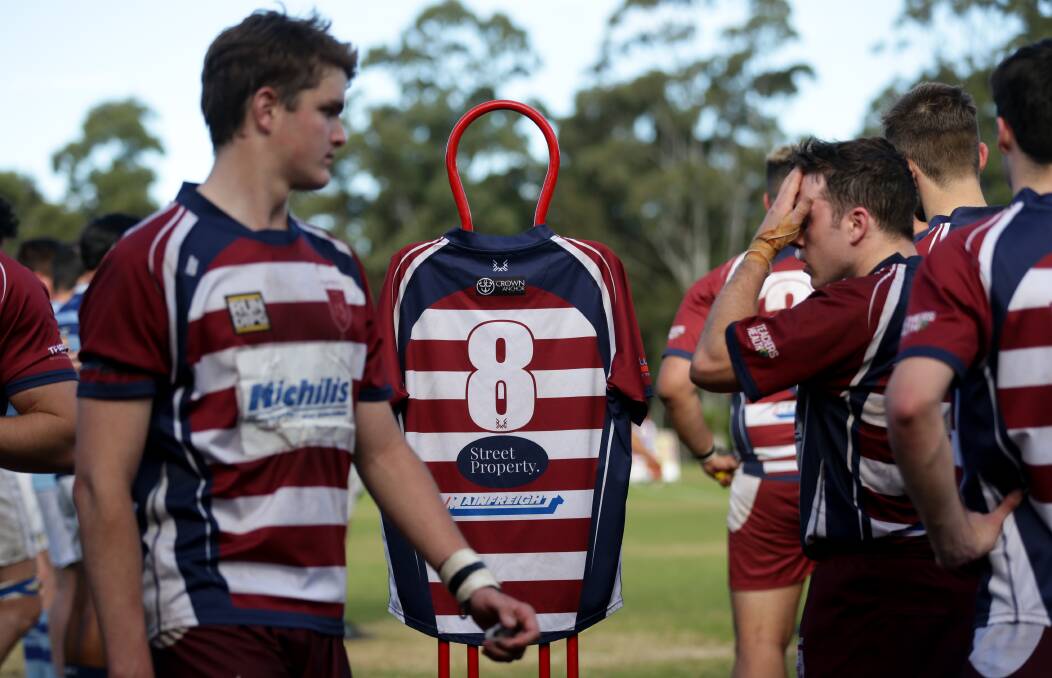 Bernie Curran's jersey on the sideline of the game on Saturday. Picture: Jonathan Carroll